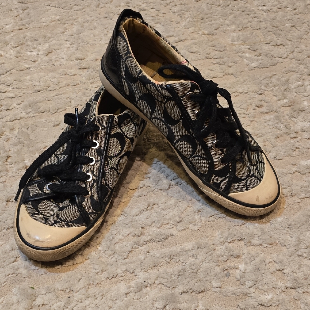 Coach Black and Gray Sneakers Classic Canvas Design